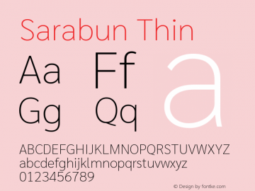 Sarabun Thin Version 1.000 Font Sample