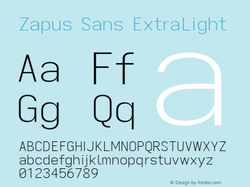 Zapus Sans ExtraLight Version 1.00;October 14, 2020;FontCreator 13.0.0.2655 64-bit; ttfautohint (v1.8.3) Font Sample