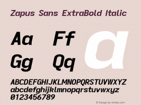 Zapus Sans ExtraBold Italic Version 1.00;October 14, 2020;FontCreator 13.0.0.2655 64-bit; ttfautohint (v1.8.3)图片样张