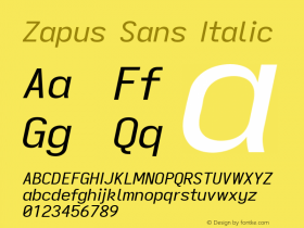 Zapus Sans Italic Version 1.00;October 14, 2020;FontCreator 13.0.0.2655 64-bit; ttfautohint (v1.8.3)图片样张