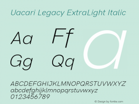 Uacari Legacy ExtraLight Italic Version 2.022;October 17, 2020;FontCreator 13.0.0.2681 64-bit; ttfautohint (v1.8.3)图片样张