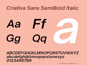 Criativa Sans SemiBold Italic Version 1.472;July 25, 2020;FontCreator 13.0.0.2655 64-bit Font Sample