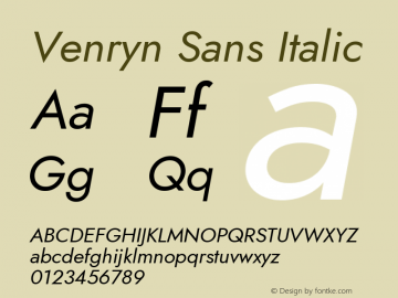 Venryn Sans Italic Version 3.60;November 21, 2020;FontCreator 13.0.0.2655 64-bit Font Sample