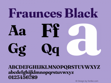 Fraunces 9pt Black Version 1.000;[b76b70a41] Font Sample