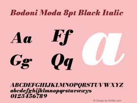 Bodoni Moda 8pt Black Italic Version 2.004 Font Sample