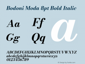 Bodoni Moda 8pt Bold Italic Version 2.004 Font Sample