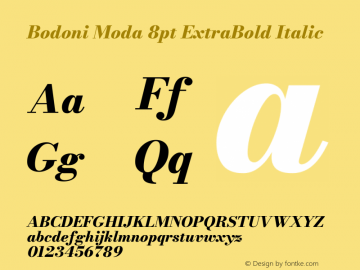 Bodoni Moda 8pt ExtraBold Italic Version 2.004图片样张