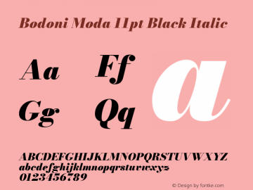 Bodoni Moda 11pt Black Italic Version 2.004 Font Sample