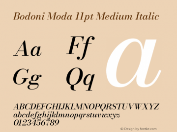 Bodoni Moda 11pt Medium Italic Version 2.004 Font Sample