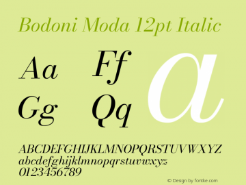 Bodoni Moda 12pt Italic Version 2.004图片样张