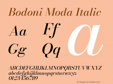 Bodoni Moda Italic Version 2.004 Font Sample