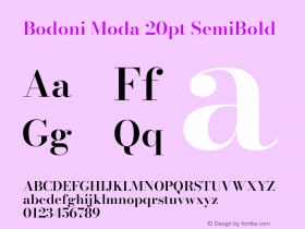 Bodoni Moda 20pt SemiBold Version 2.004图片样张