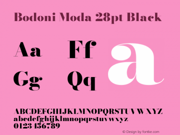 Bodoni Moda 28pt Black Version 2.004 Font Sample
