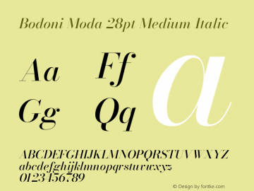Bodoni Moda 28pt Medium Italic Version 2.004图片样张
