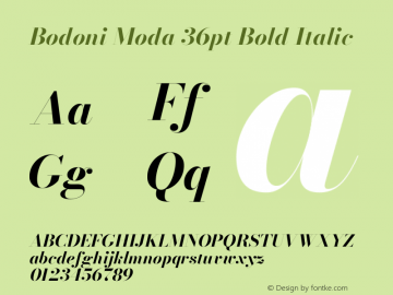 Bodoni Moda 36pt Bold Italic Version 2.004图片样张
