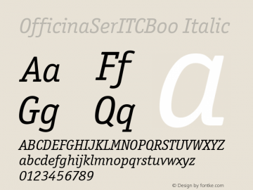 OfficinaSerITCBoo Italic Version 2.0 Font Sample