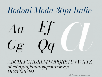 Bodoni Moda 36pt Italic Version 2.004图片样张