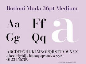 Bodoni Moda 36pt Medium Version 2.004 Font Sample