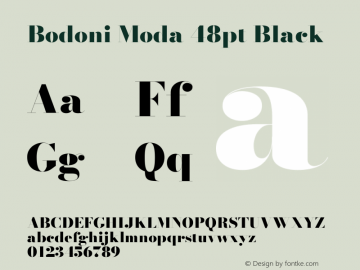 Bodoni Moda 48pt Black Version 2.004图片样张
