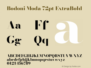 Bodoni Moda 72pt ExtraBold Version 2.004 Font Sample