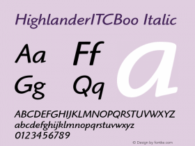 HighlanderITCBoo Italic Version 2.0图片样张