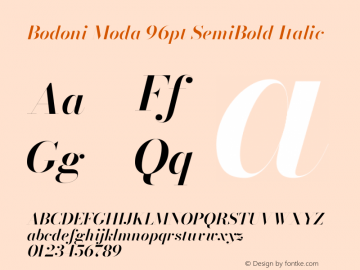Bodoni Moda 96pt SemiBold Italic Version 2.004图片样张