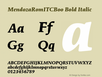MendozaRomITCBoo Bold Italic Version 2.0图片样张