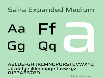 Saira Expanded Medium Version 1.100 Font Sample