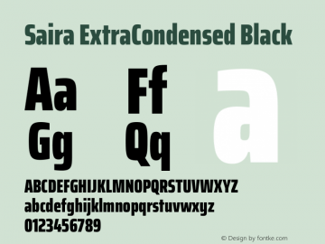 Saira ExtraCondensed Black Version 1.100 Font Sample