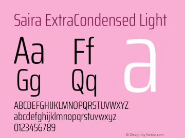 Saira ExtraCondensed Light Version 1.100图片样张