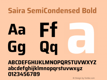 Saira SemiCondensed Bold Version 1.100 Font Sample