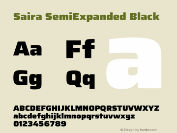 Saira SemiExpanded Black Version 1.100 Font Sample