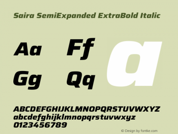 Saira SemiExpanded ExtraBold Italic Version 1.100 Font Sample