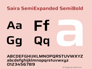 Saira SemiExpanded SemiBold Version 1.100 Font Sample