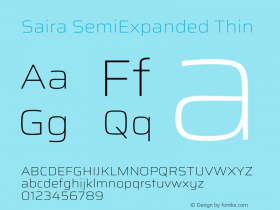 Saira SemiExpanded Thin Version 1.100 Font Sample