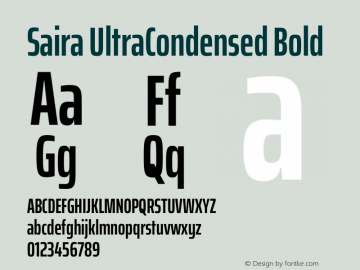 Saira UltraCondensed Bold Version 1.100 Font Sample