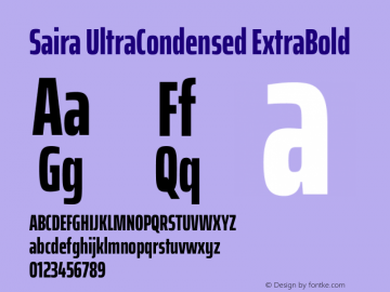 Saira UltraCondensed ExtraBold Version 1.100 Font Sample
