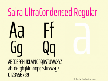 Saira UltraCondensed Regular Version 1.100 Font Sample