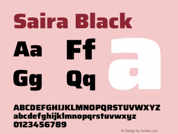 Saira Black Version 1.100 Font Sample