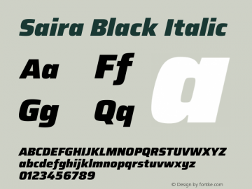 Saira Black Italic Version 1.100 Font Sample