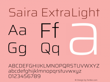 Saira ExtraLight Version 1.100 Font Sample