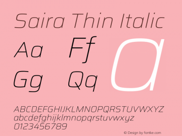 Saira Thin Italic Version 1.100图片样张
