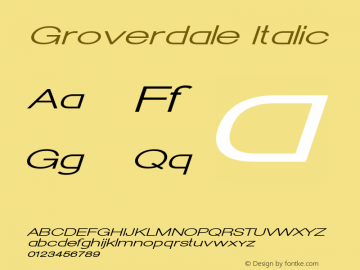 Groverdale-ExtraexpandedItalic Version 1.000 Font Sample