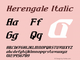 Herengale-ExpandedItalic Version 1.000 Font Sample