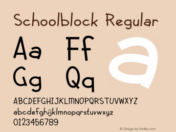 Schoolblock Version 1.000 Font Sample