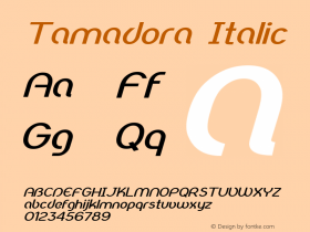 Tamadora-ExpandedItalic Version 1.000 Font Sample
