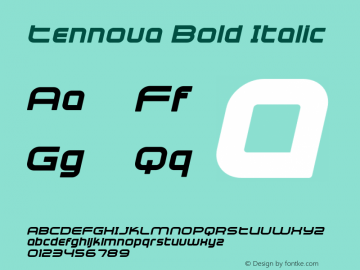 Tennova-BoldItalic Version 1.000 Font Sample