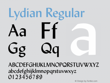 Lydian Version 2.0 - September 28, 1995 Font Sample