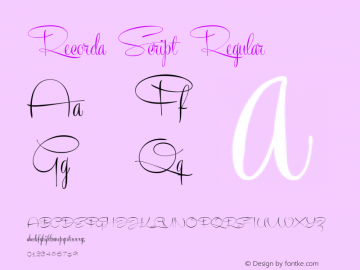 Recorda Script Version 1.000 Font Sample