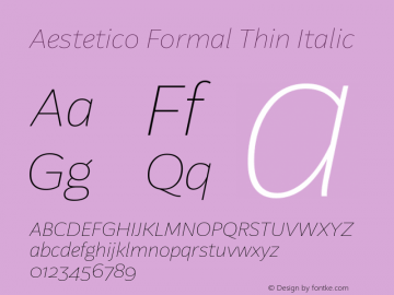 Aestetico Formal Thin Italic 0.007 Font Sample
